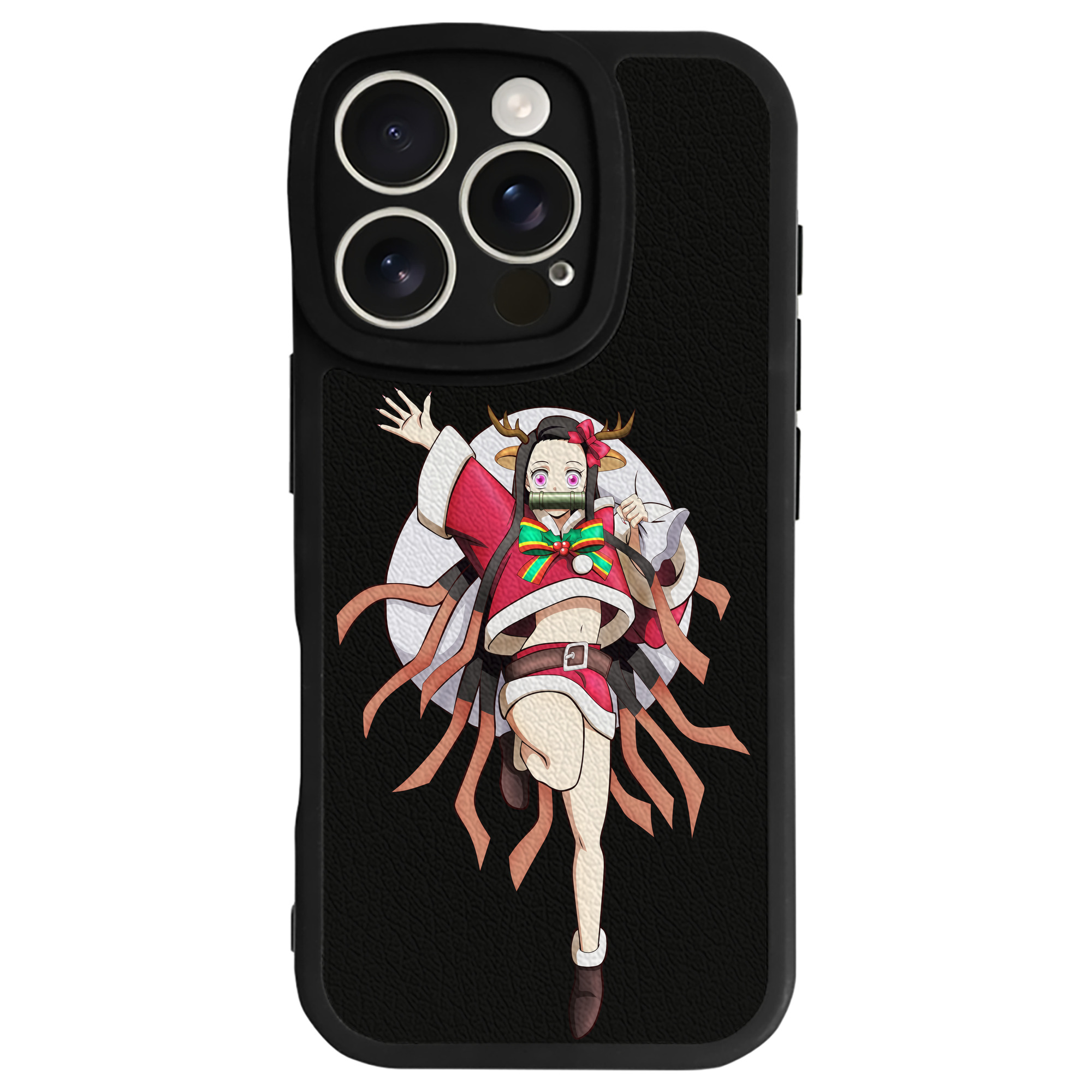 （画像用） 鬼滅の刃（きめつのやいば）竈門 禰󠄀豆子／かまど ねずこ Kamado Nezuko 【iPhone 16シリーズ対応】シリコンスマホケース（レザー調） 材質：シリコン